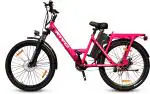 Motovolt KIVO Easy Bicycle with Integrated Back Carrier | Lithium-ion (Li-ion) detachable battery | Range up to 45 kms in pedal assist mode (Pink)