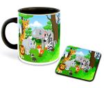 Whats Your Kick Animal Theme Penguins Wallpaper Black Ceramic Coffee Mug with Coaster 325 ML
