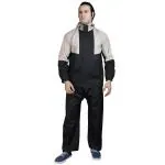 Prince Men Black Micro Polyester Raincoat Star High Neck Jacket With Hood Waterproof Pant And Carrying Pouch