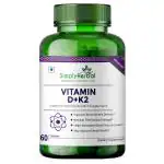Simply Herbal Vitamin D With K2 as Mk7 Supplement, Plant Based Tablets, Strong Immunity & Bones, Blood Circulation, Supports Heart & Health for Men & Women (60 Veg Tablets)
