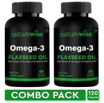 NatureWise Plant Based Omega 3 Flax Seed Oil Capsules- Best Source of Veg Omega (1000mg)