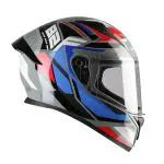 TVS Racing Titan Series Full Face Helmet for Men | Premium Bike Helmets with ABS Shell, UV Paint | Quick Release System | Aerodynamic Design | DOT & ISI Certified (Red & Blue/M)