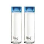 YASHODEEP PLASTIC H2O Sodalime Glass Fridge Water Bottle with Plastic Cap ( Set Of 2 - Blue )