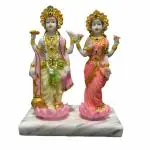 Rama Collections Marble Lord Vishnu Laxmi On Sheshnag Statue Idol | Venkateshwar Narayan Statue for Home Decor | Vishnu laxmi Shasnath Sitting Murti (Height 8 IN)