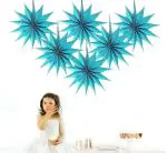 AMFIN(Pack 0f 6 ) Light Blue Paper Fans for Decoration Birthday Party , Paper Fan Blue , Paper Fan Decor , Paper Fan Hanging - Light Blue