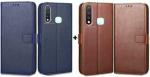 CASECRAFT Oppo A8, PDBM00 Brown And Blue Artificial Leather, Rubber And Silicon Grip Case Mobile Back Cover (Pack of 2)