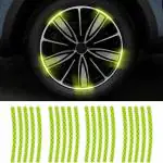 CARLUX Reflective Car Wheel Rim Stickers, Wheel Warning Adhesive Strips, Night Reflective Safety Exterior Accessories Decorative Decals Tape for Car and Motocycle (Fluroscent Green) (Pack of 20)