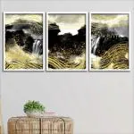 saf Premium Modern Art Digital Reprint 19.5 inch x 40.5 inch Painting (With Frame, Pack of 3)