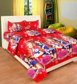 N G Products 3D Polycotton Double Bedsheet with two Pillow cover_Size-90*90 inch ( Barbie Design)