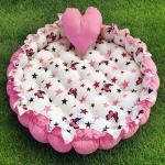 Motherhood Pink Cotton Baby Tub Bed And Heart Shaped Pillow Bedding Set