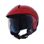 Western Era Plus Open Face Helmet ISI Certified Clear Visor & (Red Glossy) (Size: M)