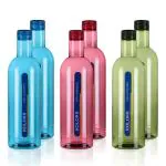 Kolorr Aura Premium Multicolor Plastic Water Bottle Set of 6 pcs 1 L