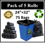 Xopy Garbage Bags 24 X 32 inch Large Size| Dustbin Bags| trash Bags| Black Color 75 bags (5 Rolls)