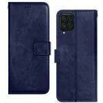 Frazil Vintage Flip Case Cover for Samsung Galaxy A22 (4G) Leather | Inner TPU | Foldable Stand | Wallet Card Slots - Blue