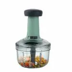INDIGO Hand Press Fruit & Vegetable Push Chopper With 3 Sharp Stainless Steel Blades (650 ml, Green)