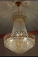 SHRI MAHAL ANTIQUES Round LED Incandescent Crystal Big size Jhhomar Lamp Ceiling Light