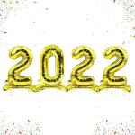 AMFIN Happy New year Decoration / 2022 Stand Balloons / 2022 Self standing Balloons / Gold Balloons for New year Decorations / Happy New Year Decoration / Eve New Year Decoration 2022 - Gold