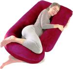 Prime Facie J Shape Conjugate Hollow Maroon(a)G54 Microfibre Pregnancy Pillow (147 cm x 86 cm)