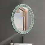 The Deqor Crackle Glass Mirror / Wall Mirror For Bathroom / Mirror For Bedroom / Mirror For Room - Oval Shape (18x24 Inch ) CG1824A4