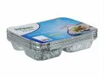 Freshee 30pcs Aluminiun Silver Foil Container 3 Compartment with Lid, 61 Micron Thick Disposable Serving Dishes For Food Storage, Baking, Roasting, Freezing, Parcel