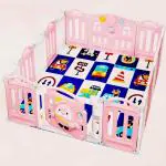 Chekido 14 Panel playpen for Babies Kids Play Yard with Mat and Balls Gate playard for Baby Play Area Indoor Setup,Kid Toddlers Fence Upto 4 Yrs (5 * 5ft 25 SQFT)