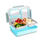 Srxes 3 Compartment Lunch Box - Lunch Box For School - Lunch Box For Office - 1100ML (Blue) Incomplete