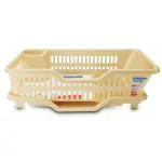 Nayasa Dimple Kitchen Tray Kitchen Tray, Utensils Drying Rack For Kitchen With Tray, Dish Stand, Cutlery Holder,Strong & Durable, BPA Free, Ideal For Home & kitchen, Cream