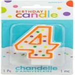 Happy Birthday 4 Number Candles Polka Dot Colorful Birthday Candles for Cake - 1 Pieces
