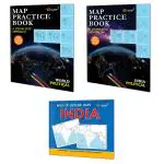 GO WOO INDIA POLITICAL - MAP PRACTICE BOOK, WORLD POLITICAL - MAP PRACTICE BOOK and BOOK OF OUTLINE MAPS India| Combo of 3 maps books |