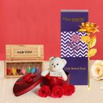 TIED RIBBONS Multicolor Valentine Day Gift - Artificial Rose Teddy Gift And Messages Gift Bottles