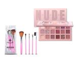 MISS DOLL Beauty Eyeshadow Palette with Face Makeup Brush Set Combo Kit