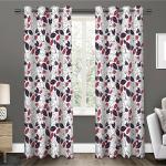 Amazures White and Brown Color Leaf Design 3D Digital Printed Polyester Eyelet Shilhouette Curtain - 4 x 5 feet