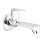 WATERMAN Magic Long Body Bib Cock Tap Faucet With Brass Wall Flange Pack Of 1 Chrome Finish Wall Mounted Installation Water Taps For Kitchen Bathroom Toilet