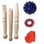 AHCS Acupressure Item Combo Wooden Jimmy Stick AHCS Finger Ring Thumb Pad Energy Ball Massage red