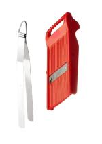 Urban Buy Stainless Steel Roti Chimta Tong With Stainless Steel Johny Slicer Multipurpose Potato/Onion Slicer and Vegetable Slicer and Multicolour, Pack of 2