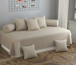Riftree Satin Strip diwan Set 8 Pieces Cotton Blend(1 Single bedsheet,2 Bolster Covers,5 Cushion Covers) (Beige)