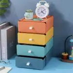 KATHIYAWADI Desktop Storage Box 4 Drawer Organizer (20 * 8 * 19cm, multi color)