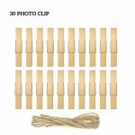 unixaa 30 Mini Wooden Photo Clip Pegs with Rope for Photo Hanging/Decorations Art and Craft