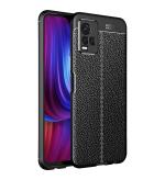 Golden Sands for Vivo Y21t, Vivo Y33t, Vivo Y33s Back Cover Leather Texture Series Shock Proof Armor Rugged TPU Slim Case for Vivo Y21 Back Cover, Mirror Black