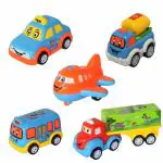 Globular 5 Unbreakable Friction Powered Pull Back Automobile Car Plane Truck Vehicle Toys for Kids