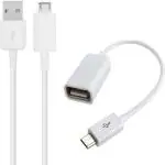 Webilla Cable Accessory Combo For 2.1A Fast Charging Usb Data Cable And Otg Sync and Charge Cable Combo For All Smartphones (White)