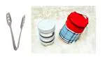 First Front Stainless Steel Momo Tong with 4 Pcs Round Lunch Box and Multicolour, Pack of 2