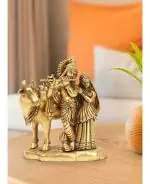 Raaga Handicrafts Boutique Gold Toned Radha Krishna with Cow Idol