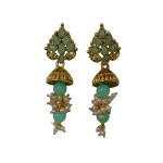Priyansh Enterprise Handmade Light Green Crystal Traditional Ad Earrings For Parties, Festivals For Women