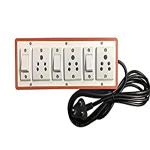 Wizon Extension Board 3 Pin Plug 220 Volts PVC 5A Extension Switch Board with ( 3 Sockets + 3 Switches ) 2 Meters Long Wire Power Strip Multi Outlet Extension Board