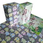 eVincE Elephants & Monkey, 2 Pattern Gift Wrapping Papers | 5 x 2 Rolls | 10 Fact filled Gifts Wraps