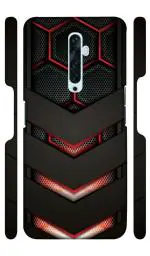 YAPZONE | Gaming Red Black Abstract | Designer Printed Hard Back Cover for Oppo Reno 2F / Reno 2Z Premium & Attractive Case for Your Smartphone