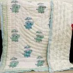 Playful Stitches Baby Blanket for Kids, 0-5 Years | Size- 40 X 60 CM | 250 GSM | Premium Handblock Pure Cotton All Season Quilt | Made with Natural Dye | Color- Multicolor (Elephant)