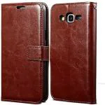 RUPELIK Samsung J1 Ace Vintage Leather flip Case Cover| Inside TPU with Card Pockets Wallet Stand Magnetic Closure 360 Degree Complete Protection Vintage Flip Cover for Samsung J1 Ace - Brown