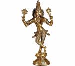 Idol Collections Brown Brass Shri Krishna As Vishnu Bhagwan Statue, Idol Collections Gold Kamalasana Goddess Saraswati 2.84 Inch